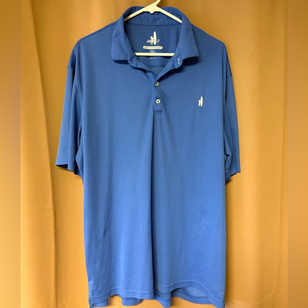 Johnnie O Polo Shirt Mens XXL Short Sleeve Blue Golf Performance Stretch Logo